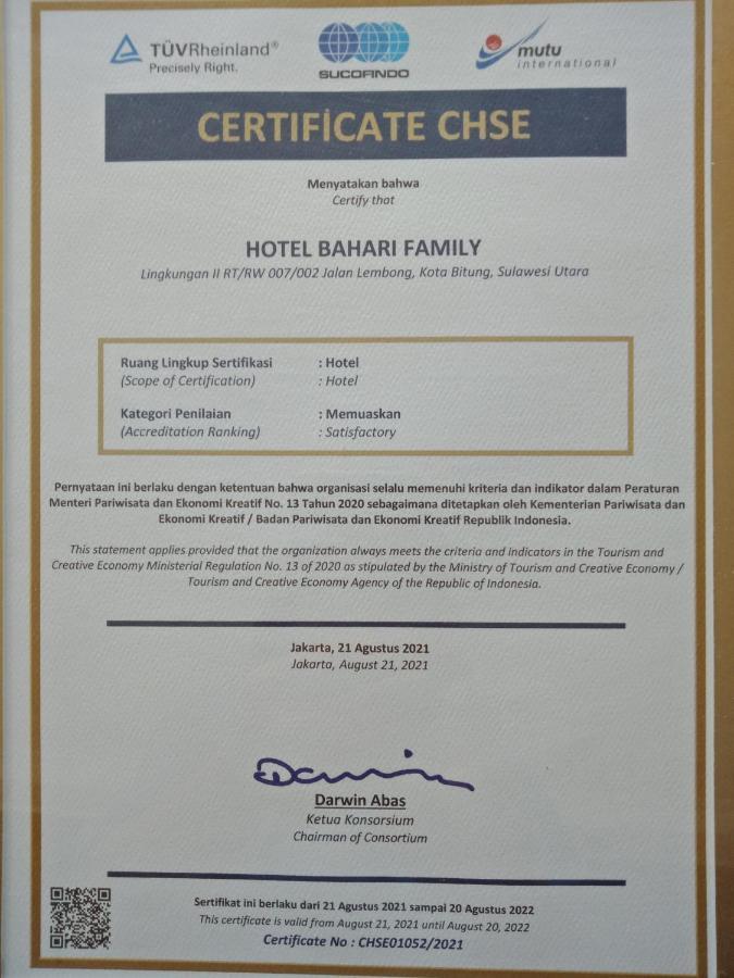 Bahari Family Hotel Bitung Bagian luar foto